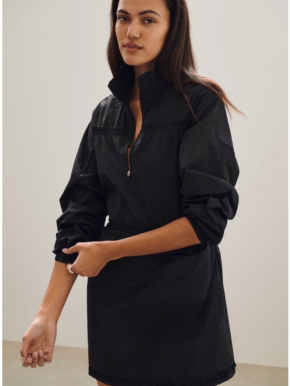 NWT Anthropologie Daily Practice Black Half-Zip Anorak Windbreaker Size M